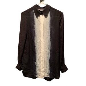 Vince Vertical Dip Dye 100% Silk Button Down Size 4